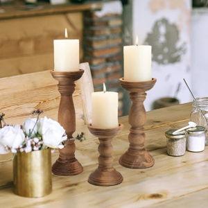 Wooden Candle Holders - Set of 3