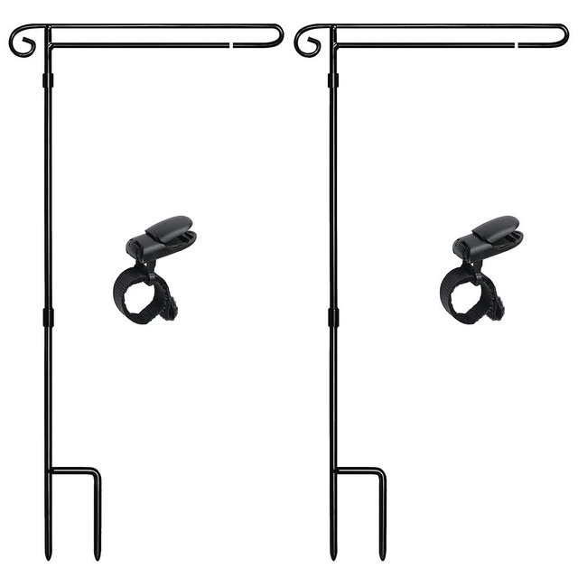 HOOSUN Garden Flag Stand Holder Easy to Install Strong and Sturdy wrought iron Pole Fits Mini Flag 12.5" x 18" no need Extra accessories to fixed flag,Garden flag pole without flag