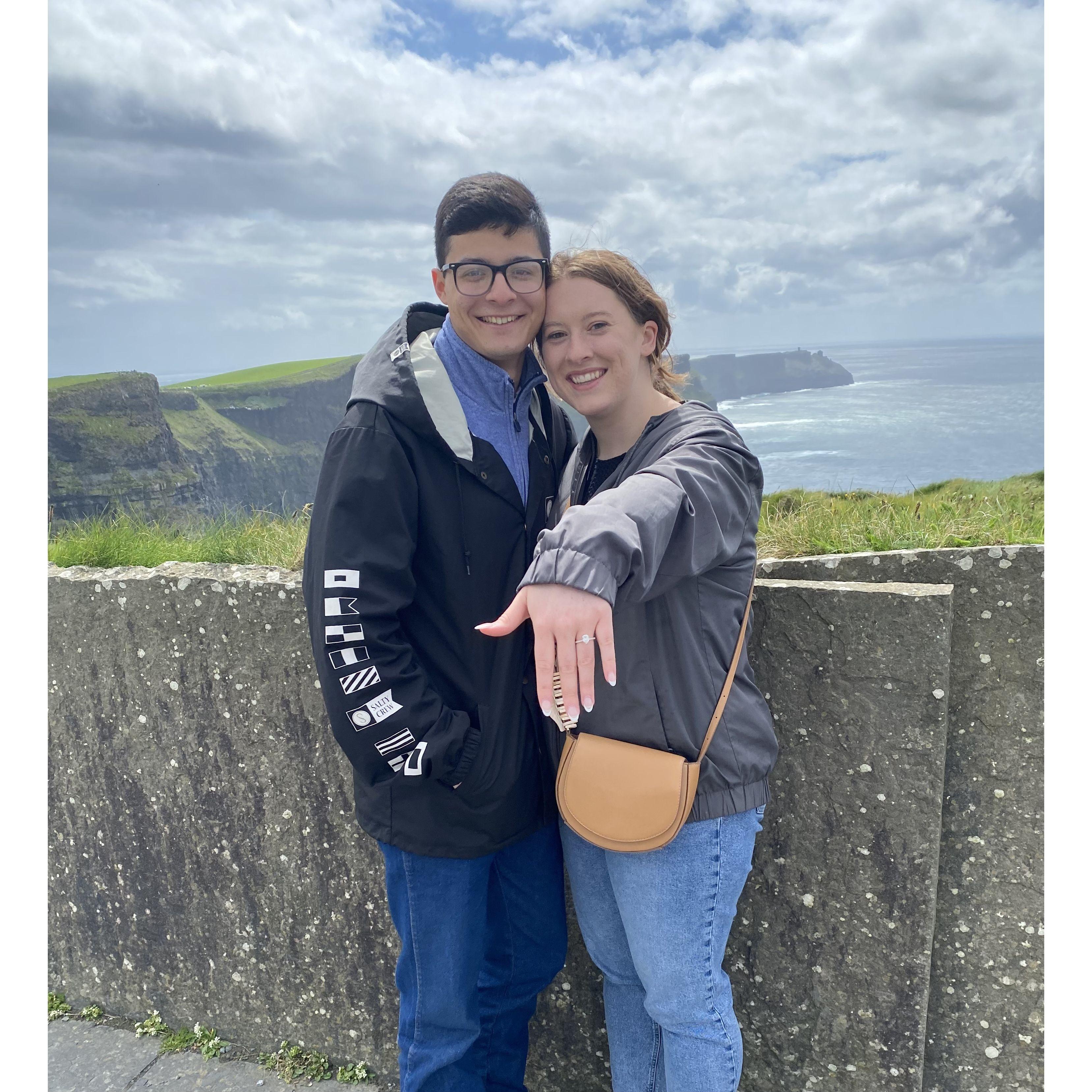 The day we got engaged at the Cliffs of Moher in Ireland!