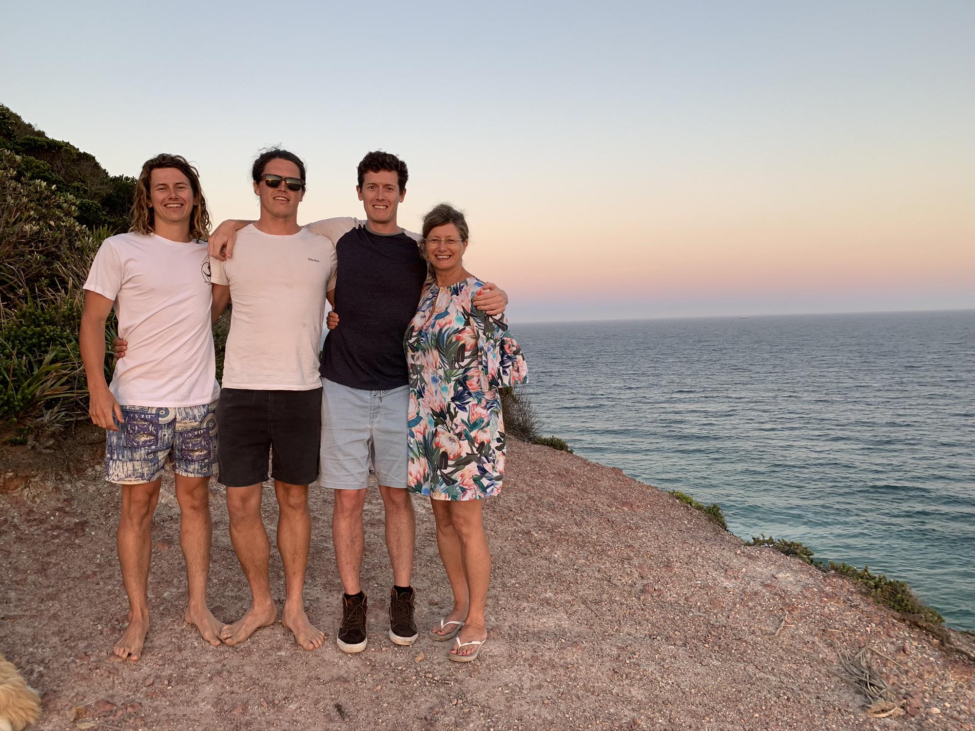 Redhead Beach, Newcastle, AU. December 2018.
Jared with his brothers Adam and Matt and his mom Jo.