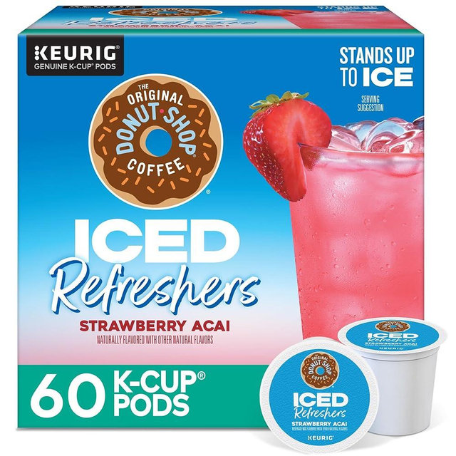 The Original Donut Shop Iced Refreshers, Strawberry Açaí Flavor, Keurig Single Serve K-Cup Pods, 60 Count (6 Packs of 10)