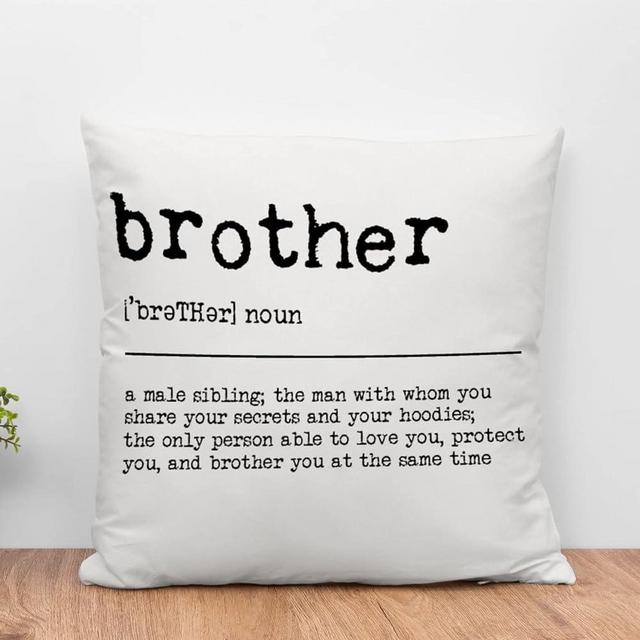 Brother Noun Definition Throw Pillow Cover 18x18in Brother Definition Typography Cushion Cover Farmhouse Dictionary Word Meaning Throw Pillow Case with Zippe for Living Room Family Sign