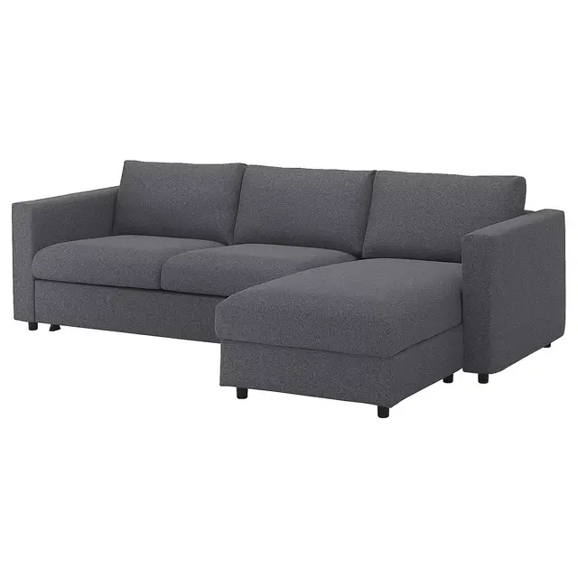 VIMLE Sleeper sofa, with chaise, Gunnared medium gray