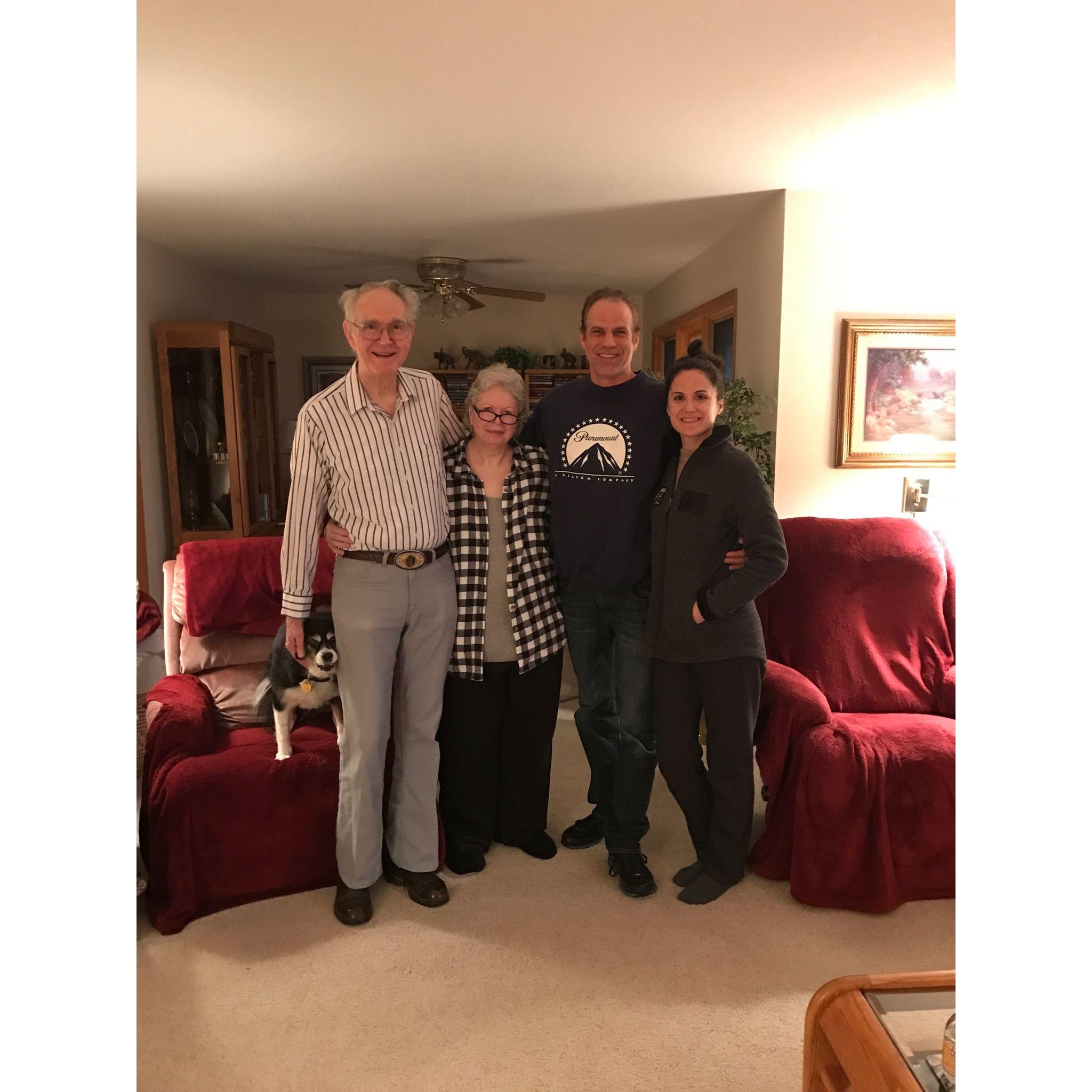 With Jason's Aunt Linda and Uncle Ken in Oregon. Uncle Ken has unfortunately since passed and will be with us in spirit. Aunt Linda will not be able to attend the wedding in person and we'll miss her!