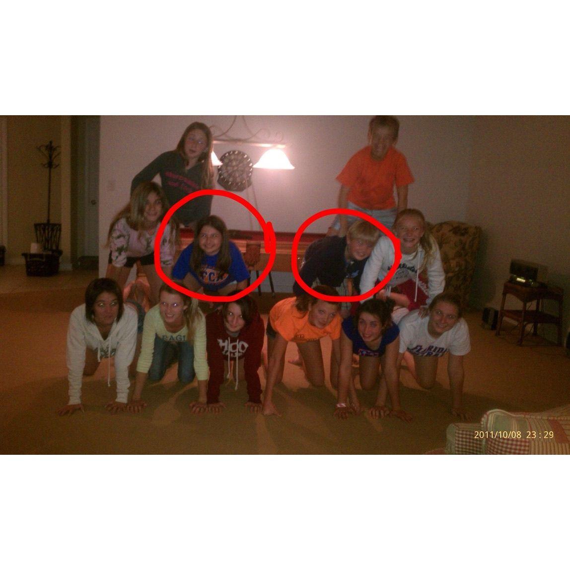 The first Riley and Judd picture that we are aware of. Chey's bday party!!