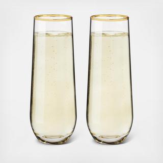 Gilded Stemless Champagne Flute, Set of 2