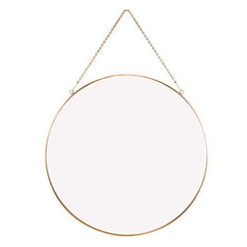 Dahey Wall Hanging Mirror Decor Gold Round Mirror with Hanging Chain for Home Bathroom Bedroom Living Room,11.75"X11.75"