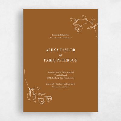 Brown Greenery Wedding Invitation - Maywood Classic