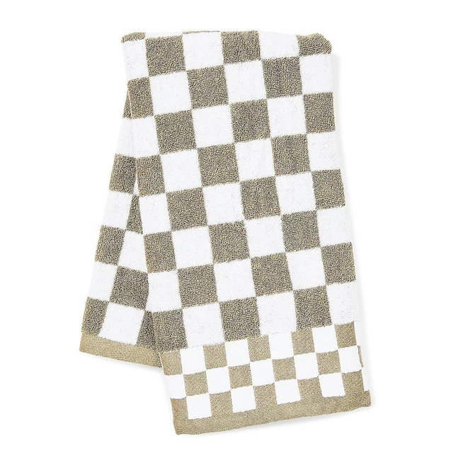 MACKENZIE-CHILDS Hand Towel, Cute Decorative Hand Towel for Bathroom and Kitchen, Brown-and White Mocha Check