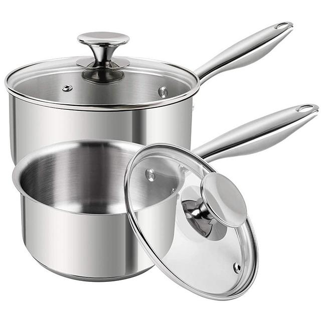 2 Pack Double Boiler Pot Set Stainless Steel Melting Pot with Silicone