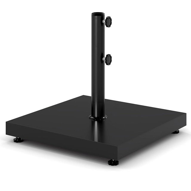 Sundale Outdoor Umbrella Base 42lbs with Stainless Steel Umbrella Tube, Heavy Duty Square Metal Built-in Cement Umbrella Stand, Black