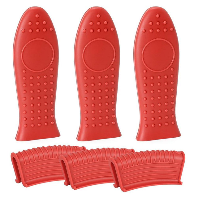 Joyhalo Joyhalo Cast Iron Skillet Handle Cover, 6 Pack Pot Handle Covers Heat Resistant, Cast Iron Pan Handle Covers, Silicone Pot Handle Sleeve Covers, Silicone Handle for Cast Iron Skillet, Wine