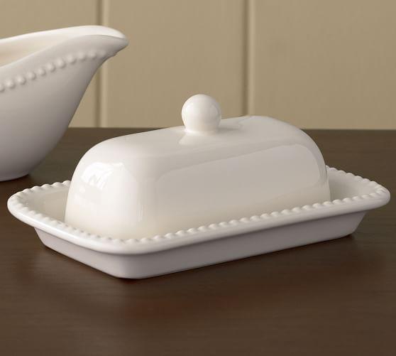 Emma Butter Dish, White