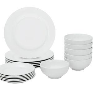 18 Pieces Dinner Plates & Bowls Set Home Kitchen Dinnerware Service for 6 Person - White