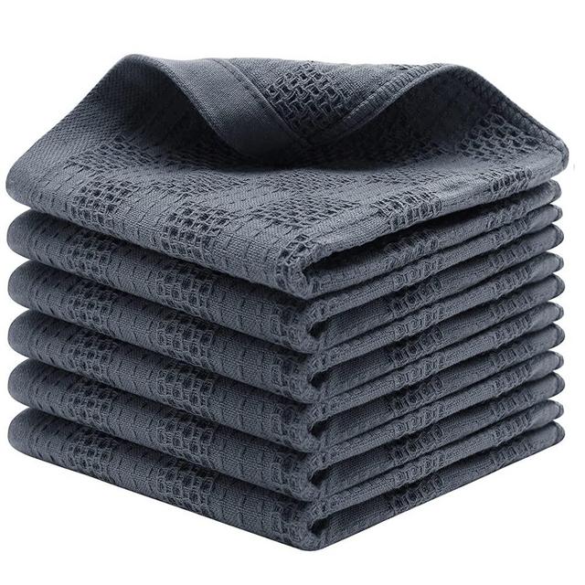 Homaxy Dish Cloths, Pack of 6, 12 x 12 Inches, 100% Cotton Waffle Weave Super Soft and Absorbent Dish Towels Washcloths Quick Drying Dark Grey Dish Rags