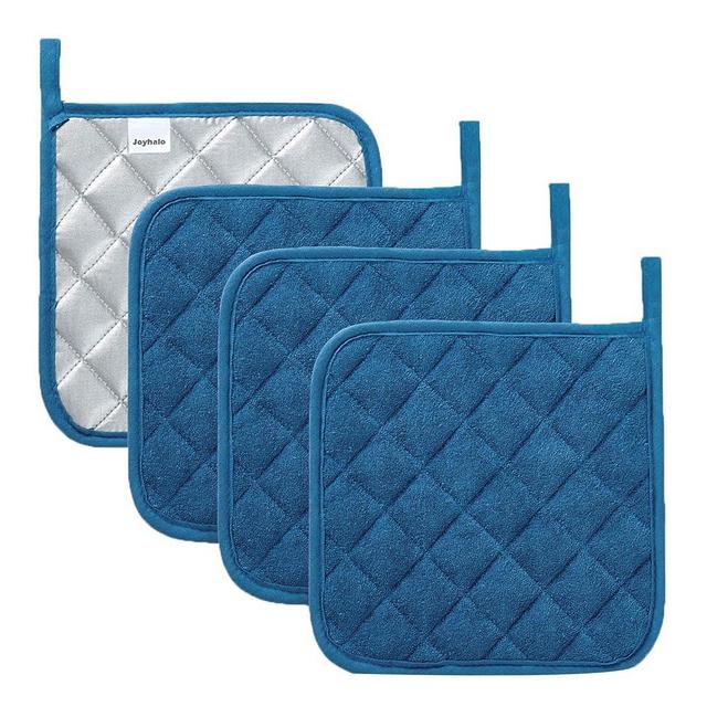 joyhalo 4 Pack Pot Holders for Kitchen Heat Resistant Pot Holders Sets Oven Hot Pads Terry Cloth Pot Holders for Cooking Baking