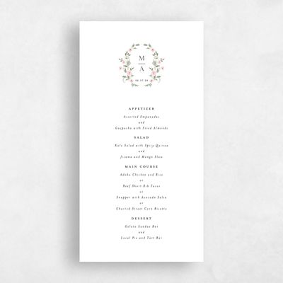 Light Pink Wedding Menu - Lenora