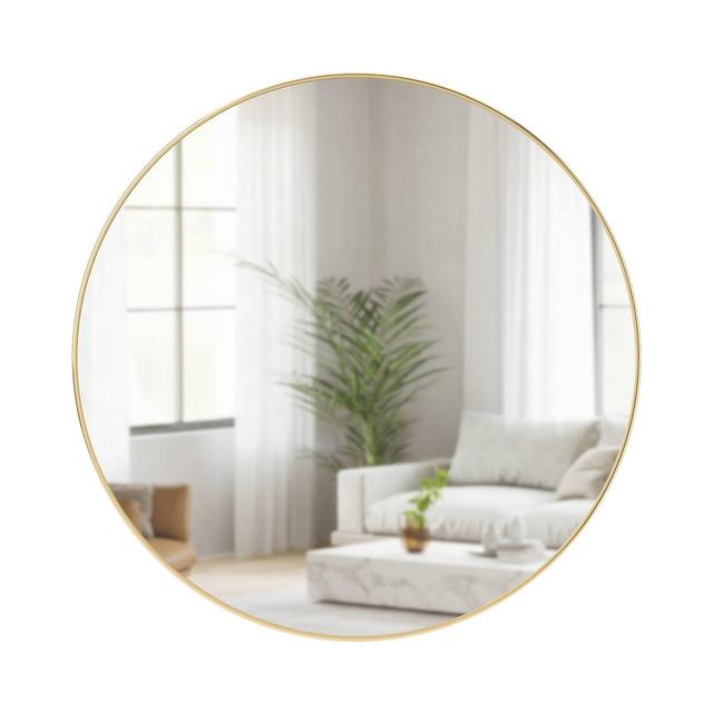34" Hubba Wall Mirror Brass - Umbra: Modern Steel Frame, No Assembly Required