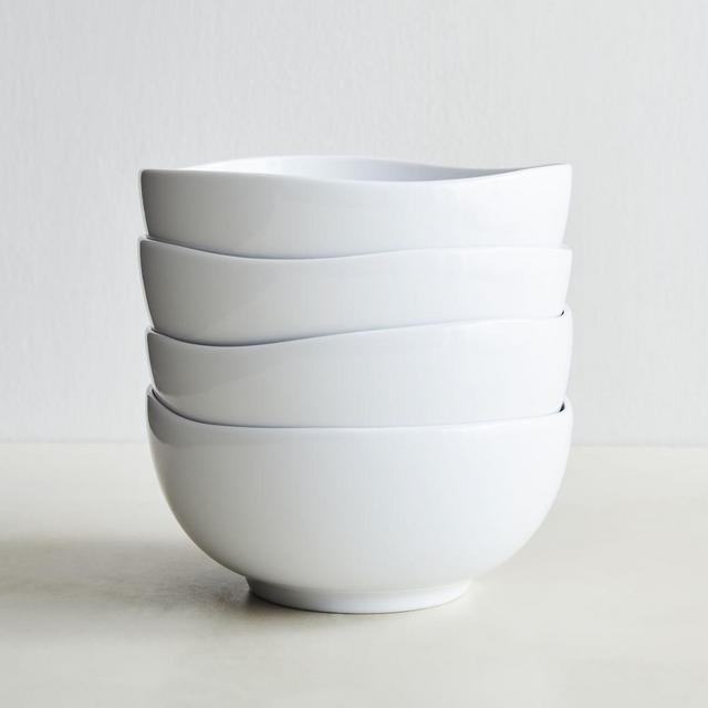Organic Dinnerware, Meal Bowl, White, Solid, Set of 4