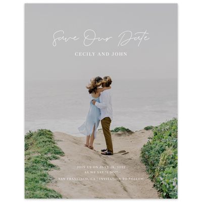 White Wedding Digital Save the Date - Seabay Portrait