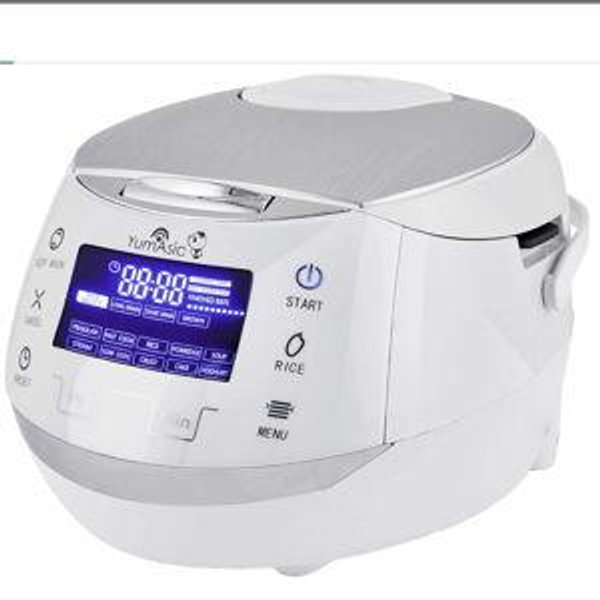 (Yum Asia Sakura) Rice Cooker with Ceramic Bowl and Advanced Fuzzy Logic (8 Cup, 1.5 Litre) 6 Rice Cook Functions, 6 Multicook Functions, Motouch LED Display, 120V Power (White and Siver)