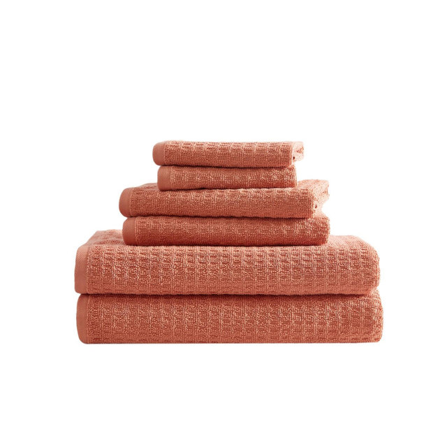 Tommy Bahama Northern Pacific 100% Cotton Terry- 6 Piece- Towel Set Orange- 6 Pc Towel Set