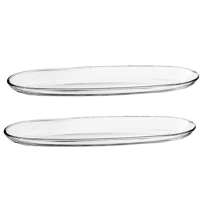 Barski European Glass - Oval - Serving Tray - Platter - 11" Long, 3.75" Wide - Set of 2 - Made in Europe