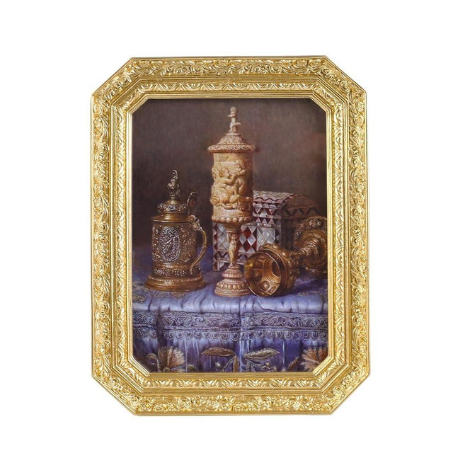 Kangce Vintage Picture Frames 5x7 Octagon Gold Antique Ornate Picture Frames for Tabletop and Wall Mount with Glass Front Retro Home Decor Old Fashioned Victorian Photo Gallery Wall Decor