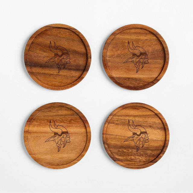 NFL Minnesota Vikings Tondo Acacia Wood Coasters, Set of 4
