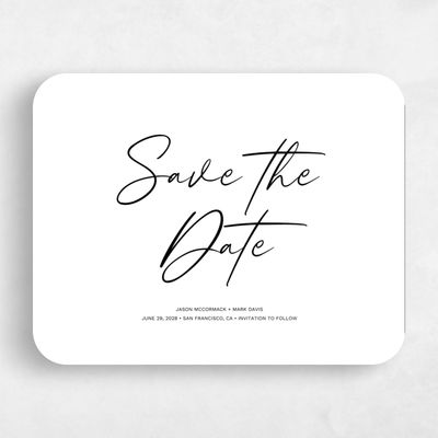 Black Rounded Wedding Save the Date - Nahomi Type Letterpress