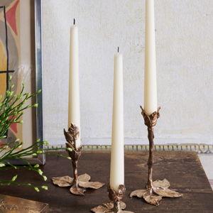 Foglie Candle Holder in Bronze Large