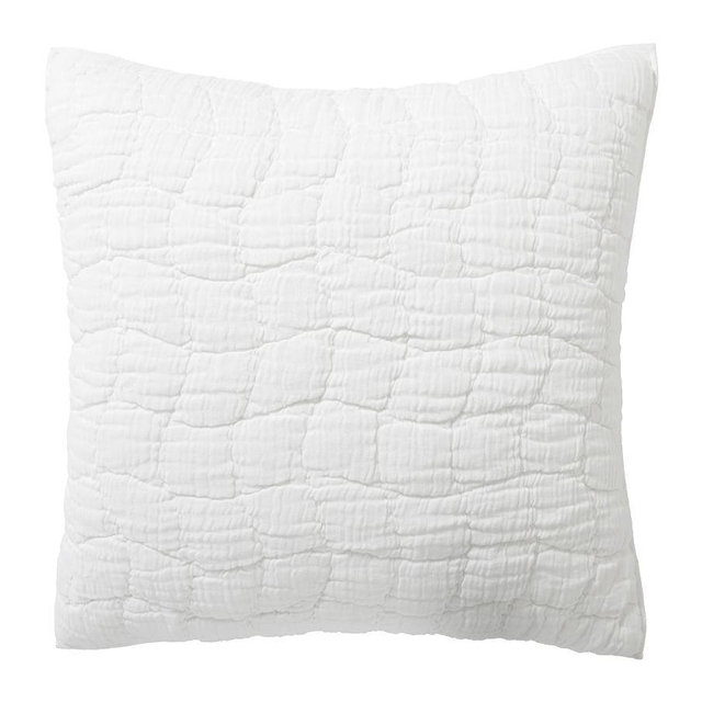 Cloud Handcrafted Cotton/Linen Quilted Sham, Euro, White