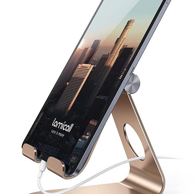 Lamicall Tablet Stand Adjustable, Tablet Stand : Desktop Stand Holder Dock Compatible with Tablet Such as iPad Pro 9.7, 10.5, 12.9 Air Mini 4 3 2, Kindle, Nexus, Tab, E-Reader (4-13") - Gold