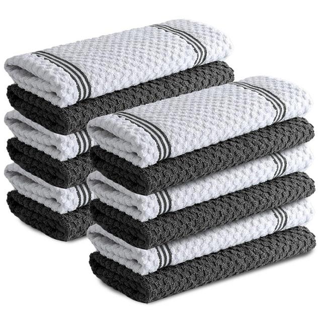 Infinitee Xclusives Premium Kitchen Towels - Grey [Pack of 12] 100% Cotton Kitchen Hand Towels 15 x 25 Inches - Dish Towels for Kitchen