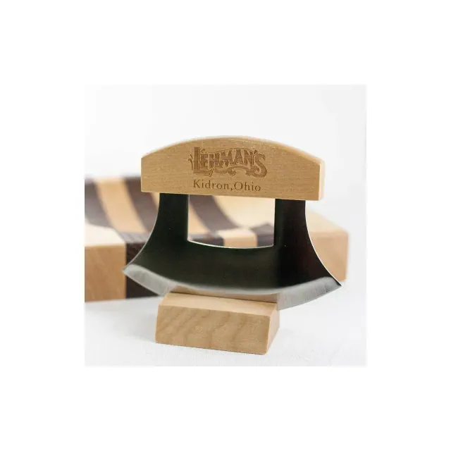 Lehman's ULU Crescent Rocker Knife, 6 inch Curved Stainless Steel Blade Chops and Minces Salad, Fruit, Vegetables and Herbs