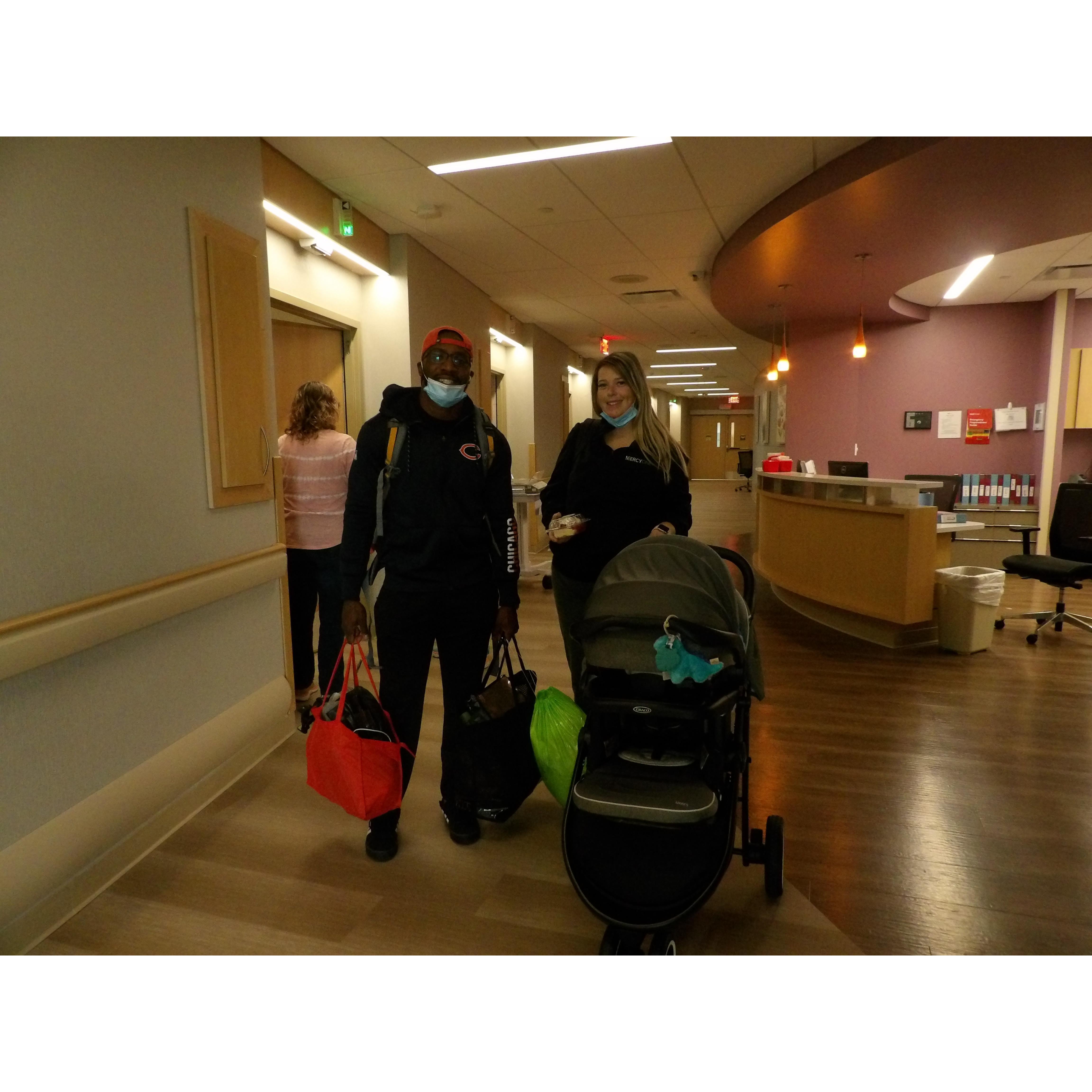 Leaving the hospital with baby!
