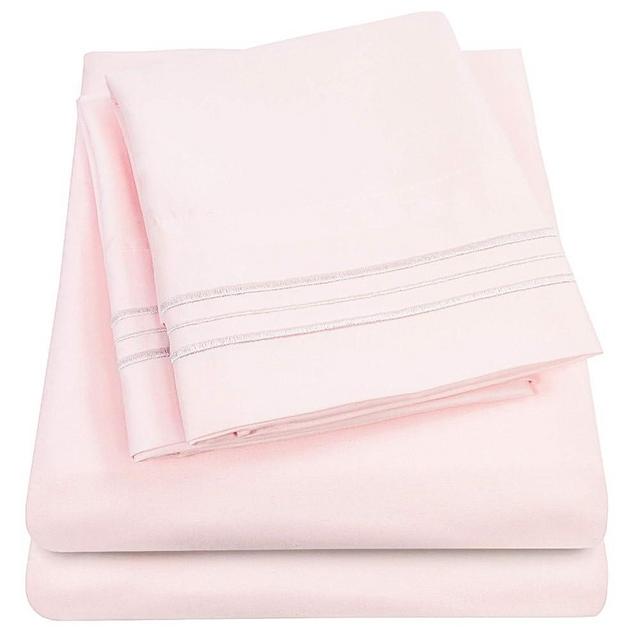 1500 Supreme Collection Extra Deep Pocket Sheets Set - Luxury Soft Bed Sheets, Wrinkle Free, Bedding, Over 40 Colors, 21 inch Extra Deep Pocket, Queen, Pale Pink