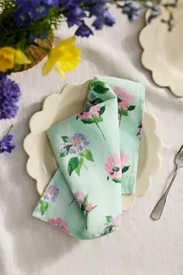 Hydrangea Sage Linen Napkins, Set of 2