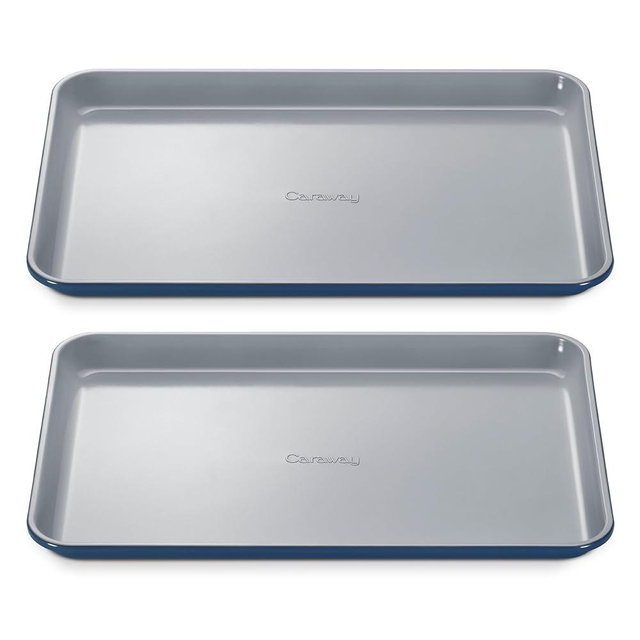 Caraway Non-Stick Ceramic Medium Baking Sheet - Naturally Slick Ceramic Coating - Non-Toxic, PTFE & PFOA Free - Perfect for Baking, Roasting, and More - Medium (15" x 10") - Navy