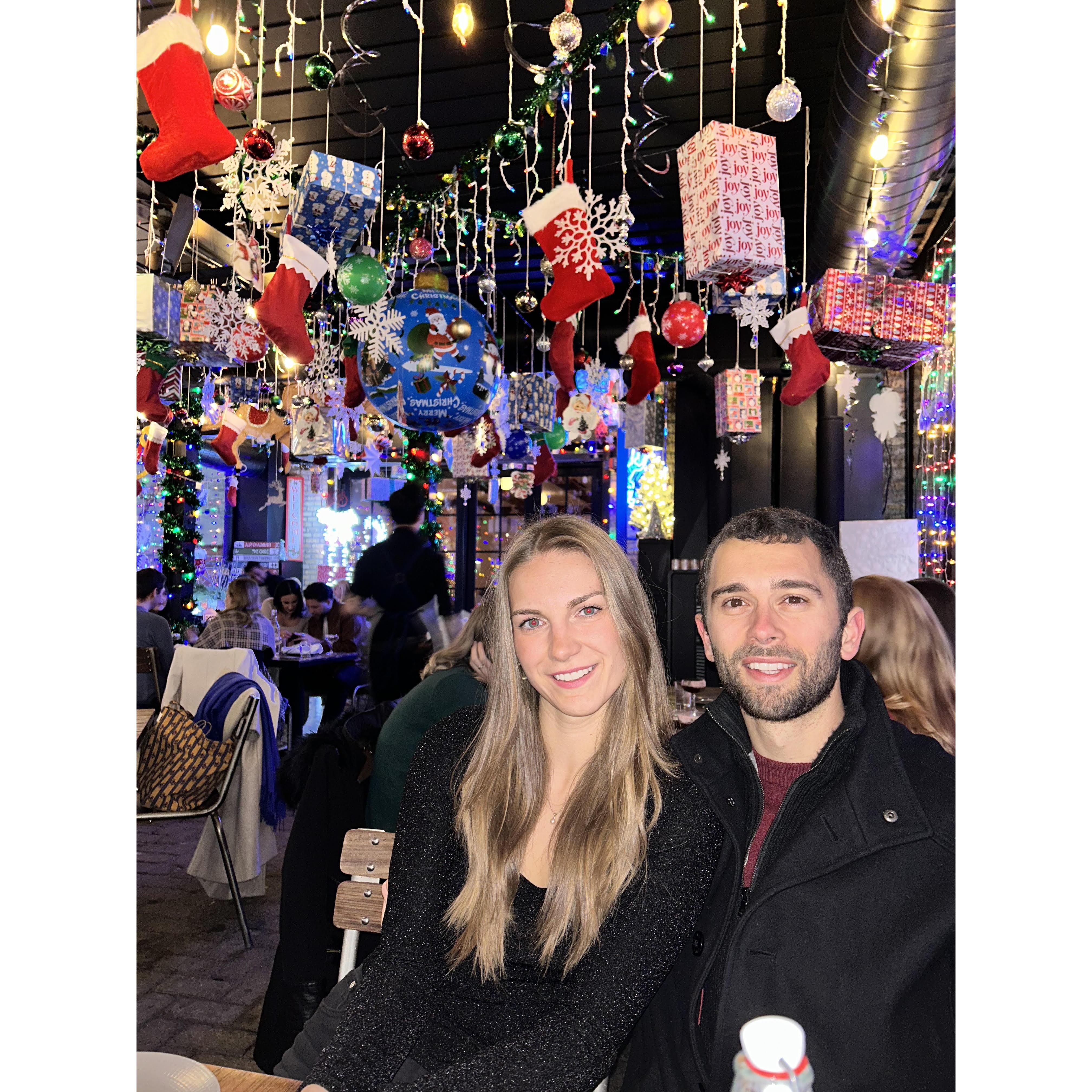 December 2024 - Embracing the holiday spirits at Alex's dream cocktail bar in Chicago: a Christmas-themed winter wonderland!