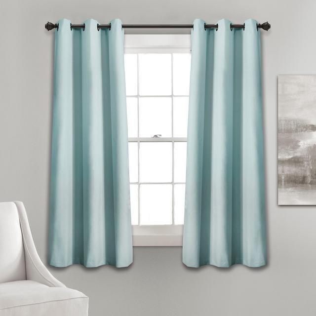 Set of 2 (63"x38") Absolute Blackout Window Curtain Panels Blue - Lush Décor