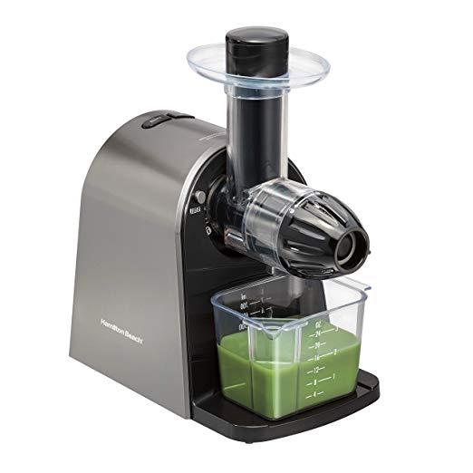 Hamilton Beach Masticating Juicer Machine, Slow and Quiet Action, Cold Pressed Fruits & Vegetables, BPA Free, Easy Clean (67951), 150 Watts, Silver