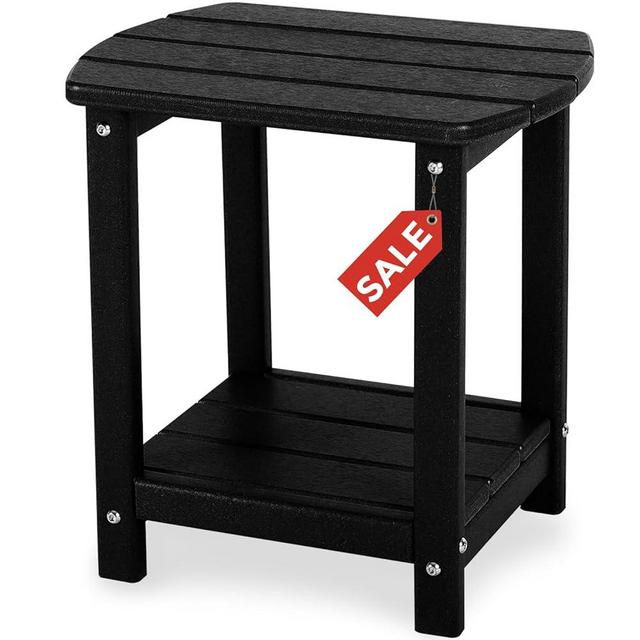 GARDENSTAR Adirondack Square Outdoor Side Table,2-Tier Storage Patio Side Table, HDPE End Tables for Backyard Pool Porch Garden Lawn(Black)