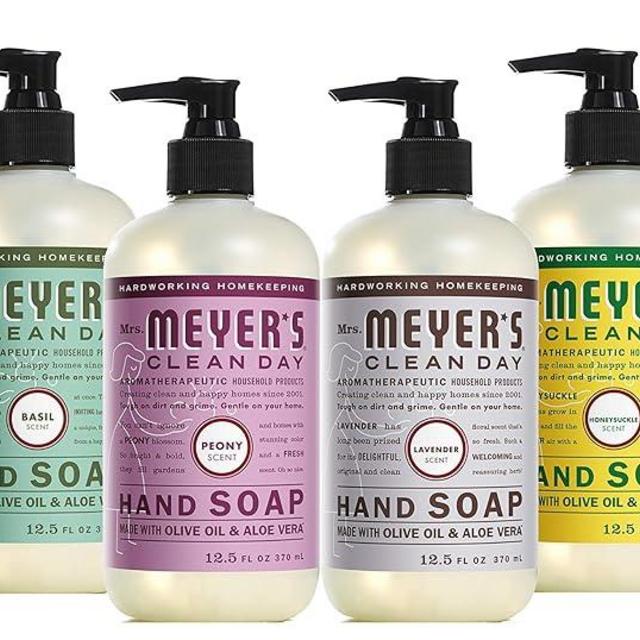 Mrs. Meyer's New 6 Scent Variety Pack, 1 Peony, 1 Geranium, 1 Honeysuckle, 1 Basil, 1 Lavender, 1 Lemon Verbena, 4 CT