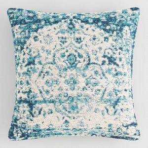 Blue Woven Jacquard Throw Pillow