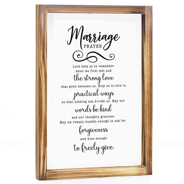 Marriage Prayer Sign - Rustic Farmhouse Decor for the Home Sign - Wall Decorations for Living Room, Modern Farmhouse Wall Decor, Rustic Home Decor, Cute Room Decor with Solid Wood Frame - 11x16 Inch