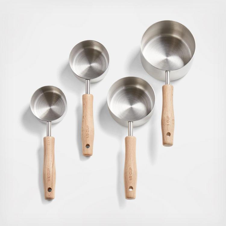 Crate and Barrel, 4-Piece Beechwood & Stainless Steel Measuring Cup Set -  Zola