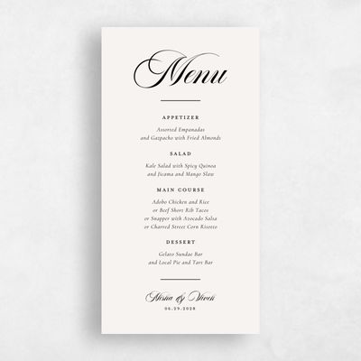 Light Oatmeal, Beige Wedding Menu - Grazio
