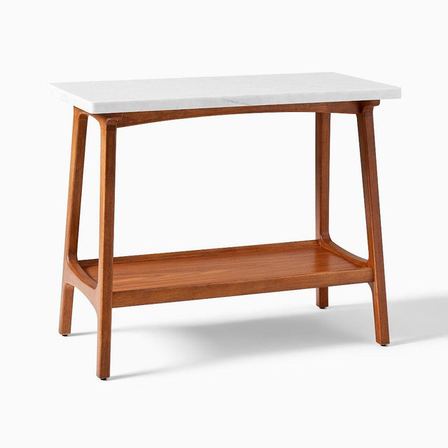 Reeve Mid-Century 28" Side Table, Marble, Acorn