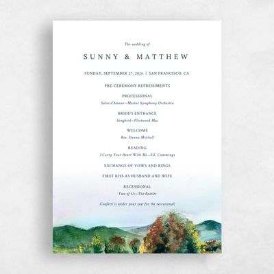 Hunter, Green Wedding Program - Montecillo